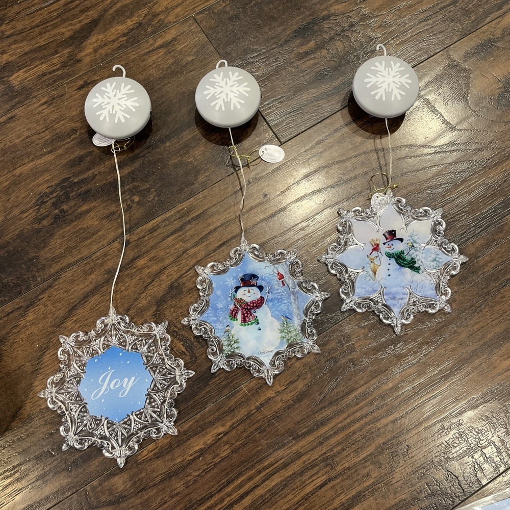 Bradford Exchange Dona Gelsinger Christmas Ornament‎ Snowflake Snowman Set of 3 - Picture 2 of 6